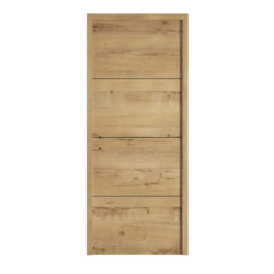 Bloc-porte fin de chantier Séville chêne nervuré H.204 x l.83 cm, poussant droit