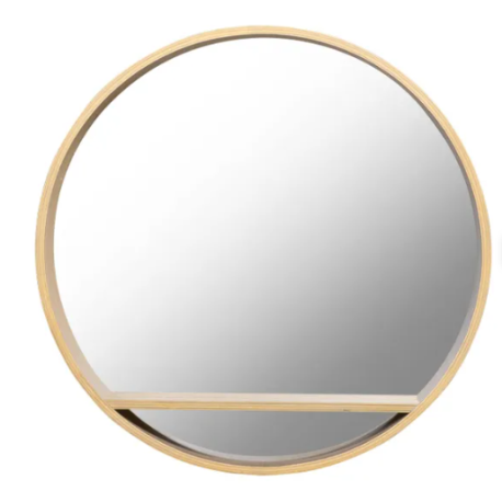 Miroir avec tablette l.60 x H.60 cm, Diam.60 cm, chene naturel, Nomad