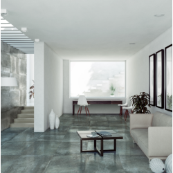 4.32 m² de Carrelage sol intérieur / mur intérieur effet métal bleu Céleste l.60 x L.60 cm