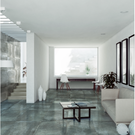 4.32 m² de Carrelage sol intérieur / mur intérieur effet métal bleu Céleste l.60 x L.60 cm