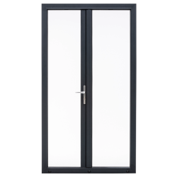 Porte-fenêtre alu Essentiel H215cm X L140cm cm, gris ant., 2 vantaux