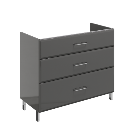Meuble sous-vasque 3t l.100 x H.84 x P.45.2 cm gris anthracite Opale
