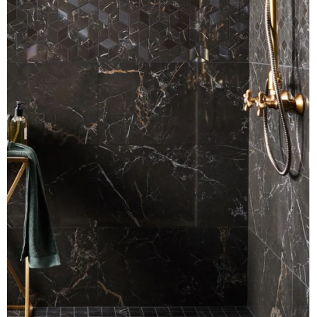 9.24 m² de Carrelage mur intérieur effet marbre noir gold Murano l.31 x L.57 cm