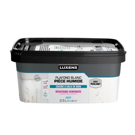 Peinture plafond blanc mat LUXENS Pièces humides 2.5l