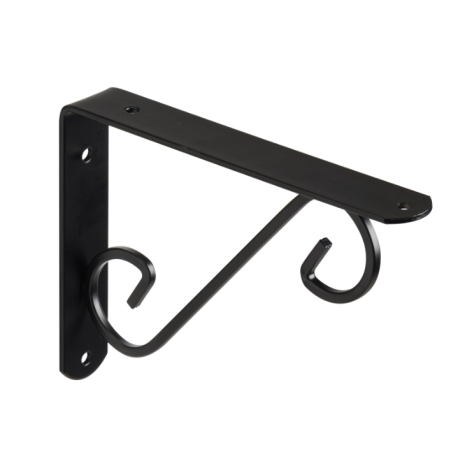 Equerre Volute acier peint noir, H.20 x P.15 cm