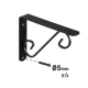Equerre Volute acier peint noir, H.20 x P.15 cm