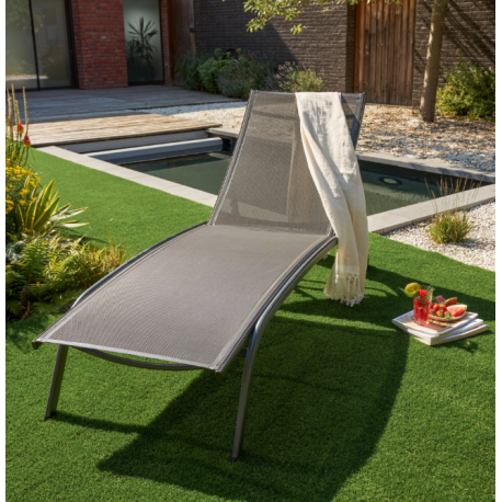Bain de soleil RIVERA 4 positions gris anthracite