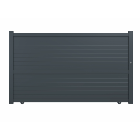 Portail coulissant aluminium Lima gris anthracite GARDENGATE, l.350 x H.180.6 cm