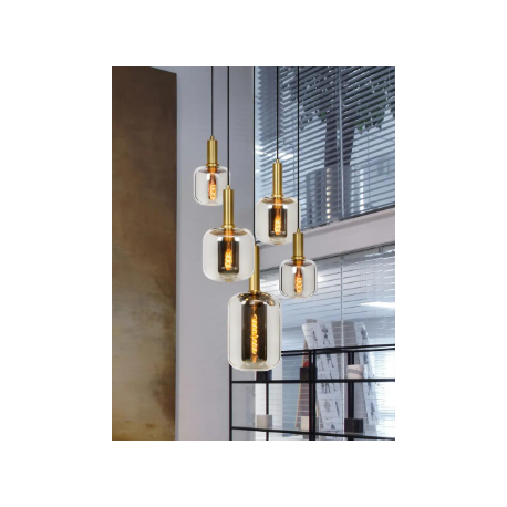 Suspension Joanet verre, fumée, Diam.50 cm, E27
