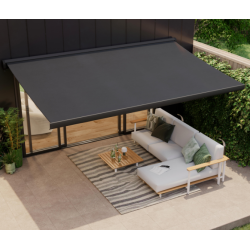Store banne motorisé 3.95 x 3.5 m Loby gris LED, toile acrylique gris