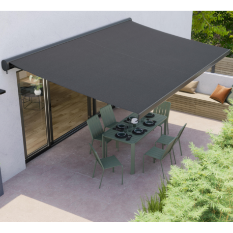 Store banne manuel 3.95 x 3 m Loby gris, toile acrylique gris