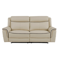 Canapé 3 places relax électrique en cuir beige ADELIO