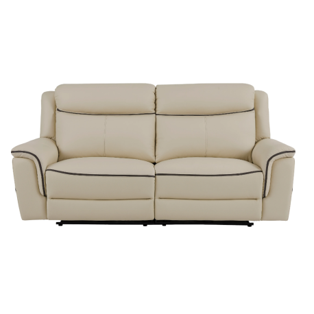 Canapé 3 places relax électrique en cuir beige ADELIO