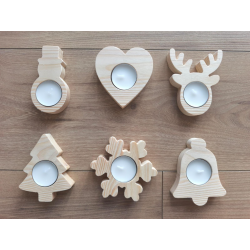 Bougeoir en bois "Noël" avec sa bougie