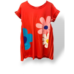 Robe rouge motif fleur