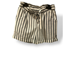 Short à rayures verticales gris / écru