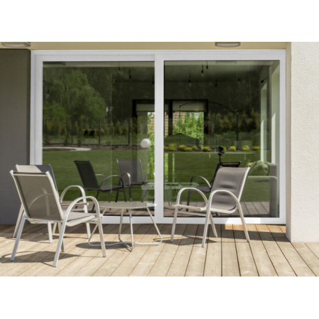 Baie coulissante alu avec volet roulant rad. 215x240 blanc Premium Rome dorm120