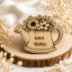 Aimant en bois – Arrosoir fleuri personnalisable