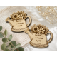Aimant en bois – Arrosoir fleuri personnalisable