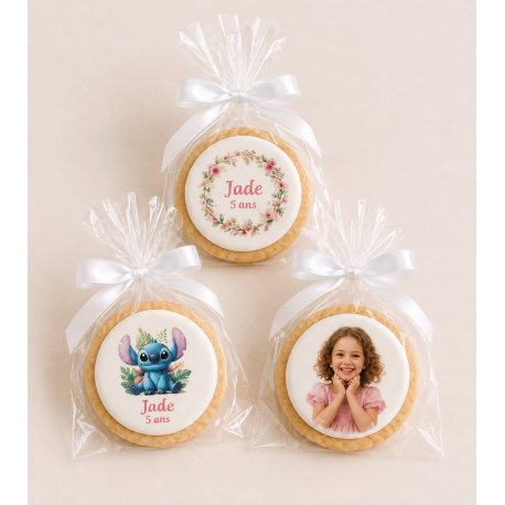 20 Biscuits personnalisés avec noeud en satin