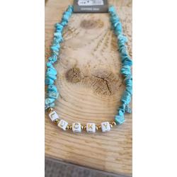 Collier pierres turquoise lucky