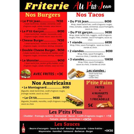 Carte Friterie Au P'tit jean